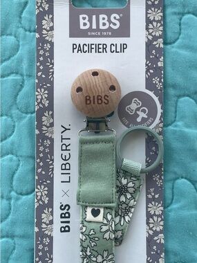 BIBS x Liberty Floral Pacifier Clip in Sage Green
